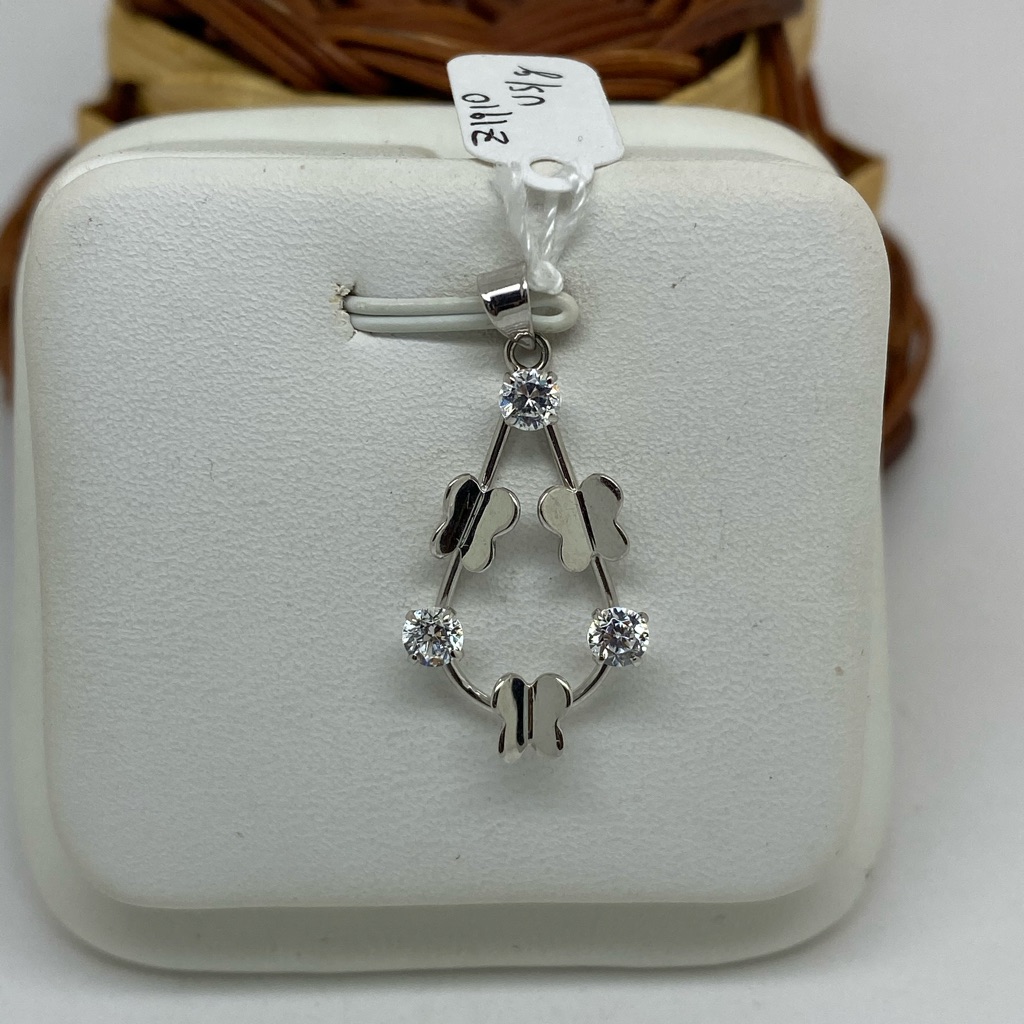 18k White Gold Cz Butterfly Pendant